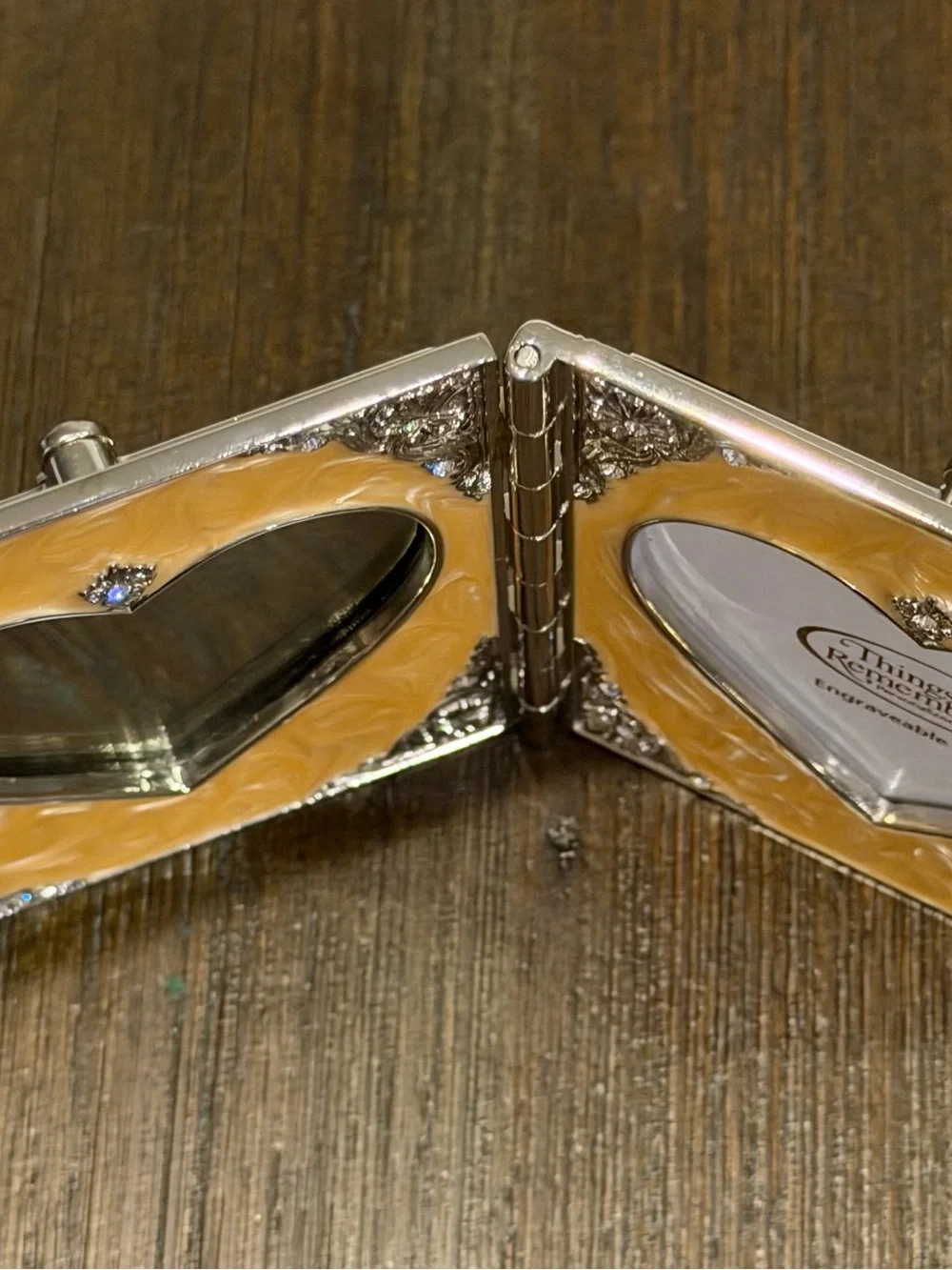 Vintage Things Remembered Folding Double Heart Picture Frame & Mirror Swarovski